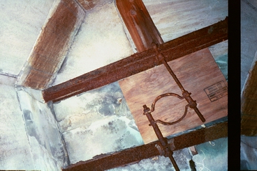 rusting steel support at st. thomas church