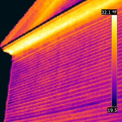 Infrared photo of a building facade